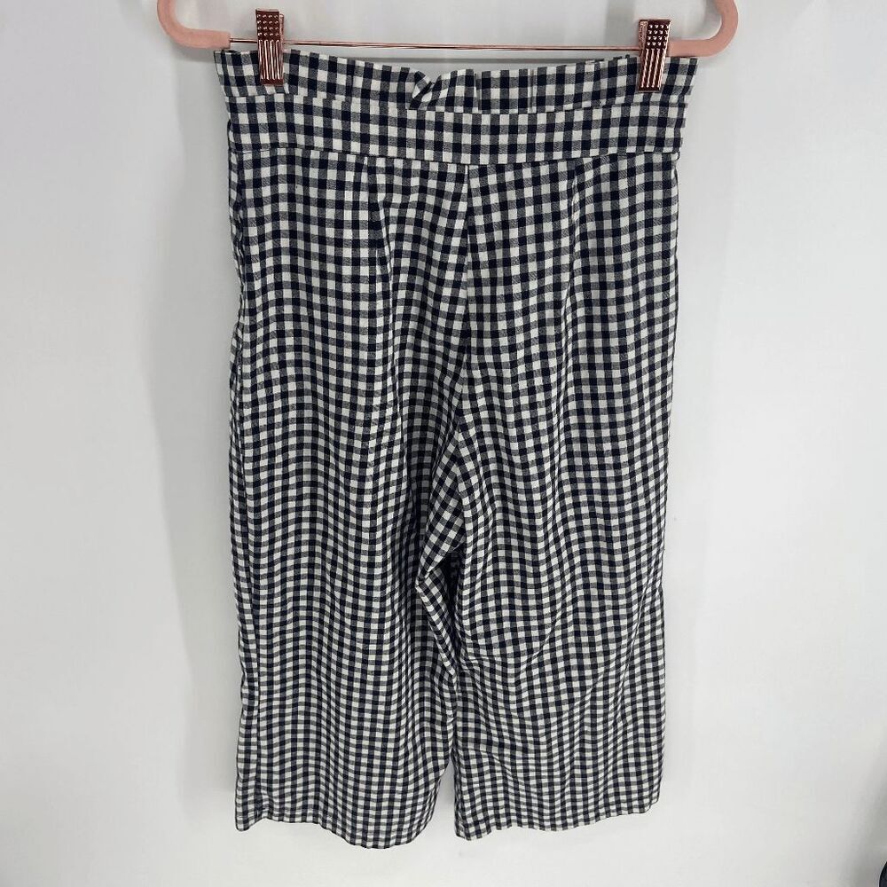 Traf Collection Women's Black & White Checkered paperbag pant Size M - Picture 3 of 6